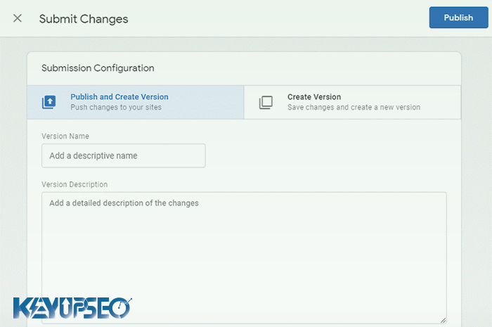 Publish changes in the Google Tag Manager account